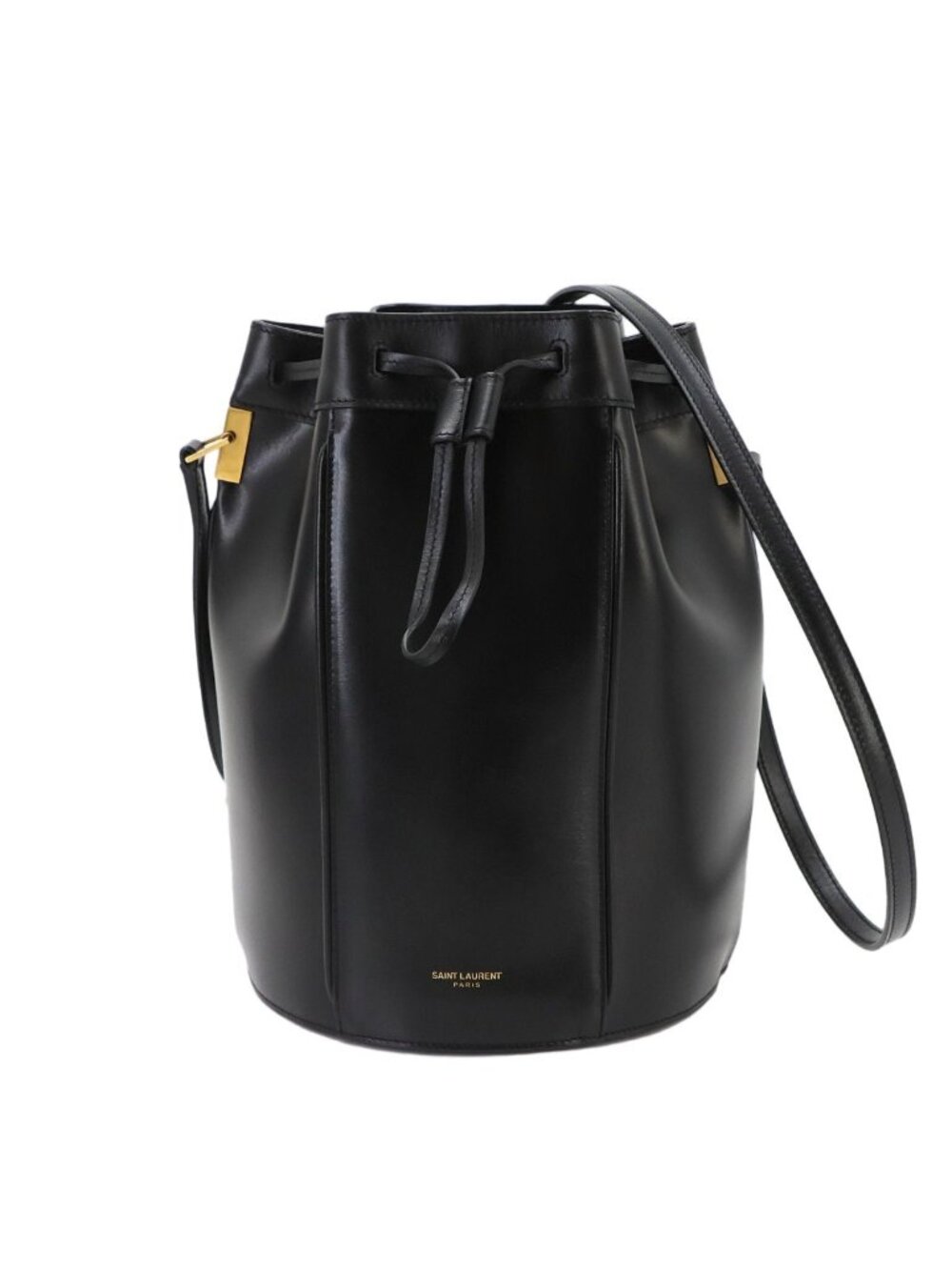 Saint Laurent Talisa Drawstring Shoulder Bag Leather Black Gold Thalitha